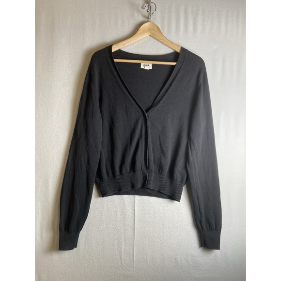 Pact Sweater Womens  XXL Organic Cotton Button Up Cardigan Black Minimalist - Picture 1 of 7